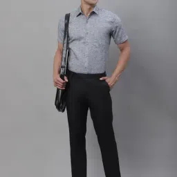 Jainish Grey Melange Regular Fit Cotton Shirt-image-38