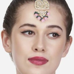 Zaveri Pearls Pink & Green Cluster Beads Drop Bridal Kundan Maangtikka-ZPFK13559-7