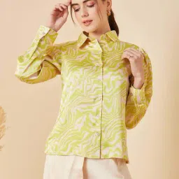 Marie Claire Green Printed Shirt-image-51