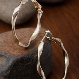Karatcart Gold Plated Twisted Half Hoop Earrings for Women-image-18