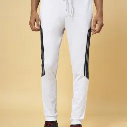 Ajile by Pantaloons Grey Melange Cotton Slim Fit Striped Joggers-image-25