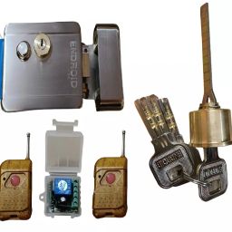 DeHMY Silver Metal Heavy Electric Rim Lock/Door Lock with 2 Remote Kit for Open The Door-13