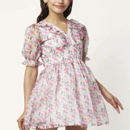 People by Pantaloons Multicolored Floral Print A-Line Dress-67