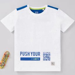 Ed-a-Mamma Kids White & Blue Cotton Printed T-Shirt-picture-25