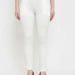 TAG 7 Women Off White Solid Ankle-Length Leggings-picture-25
