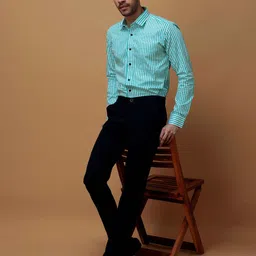 Foomer Men Vertical Stripes Striped Regular Fit Spread Collar Shirt-picture-19
