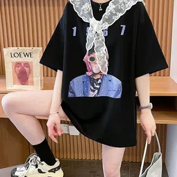 StyleCast x Revolte Women Graphic Printed Round Neck Cotton Oversized T-shirt-image-49