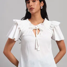 ROSEMELON Women Key Hole Neck Regular Top-image-26