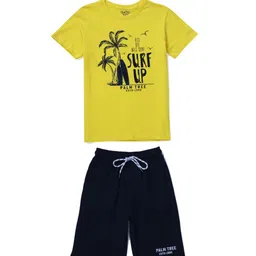 Palm Tree Boys Printed Round Neck Short Sleeves T-Shirt With Shorts-image-71