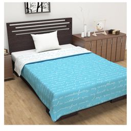 Divine Casa Microfiber Polyester 120 GSM Abstract Sky Blue & White Single Bed AC Dohar-11