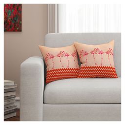 SEJ By Nisha Gupta Abstract Premium 16 By 16 Cushion Covers Set of 2- Beige-30