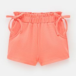 Bonfino Interlock Cotton Knit Solid Shorts with Mock Tie-Up Details - Coral-image-29