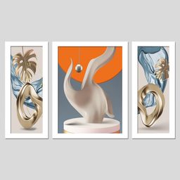 Wens Set Of 3  Beautiful Abstract Nordiac Wall Art Painting - White-15