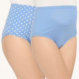 Bella Mama Cotton Elastane High Coverage Panty Set Pack of 2 Polka Dot Print (Colour May Vary)-picture-4