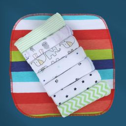 Baby Moo Unisex Cotton 20 x 20 cm Soft Hosiery Wash Cloth - Multicolour-82