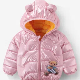 Kookie Kids Full Sleeves Quilted Winter Jacket With Bear Applique - Pink-picture-34