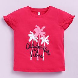 giniekids Cotton Jersey Half Sleeves Trees Printed Top - Red-image-8