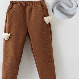 Kookie Kids Full Length Lounge Pants with Bear Applique - Brown-image-97