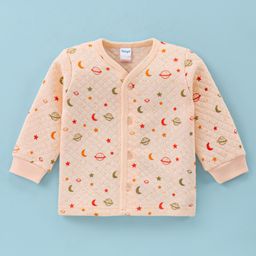 Tango Interlock Knit Full Sleeves Jhabla with Space Theme Print - Cream-16
