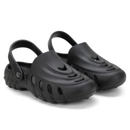 Priaansha Kids Perforated Wave Design Clogs - Black-image-68