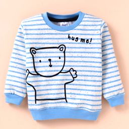 Simply Jacquard Knit Full Sleeves Sweatshirt with Stripes Design - Blue-image-57