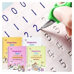 Sank Magic Practice Copybook (4 Book + 10 Refill + 1 Pen + 1 Grip Set) Number Tracing Book for Preschoolers with Pen, Magic Calligraphy Copybook Set for Kids-6