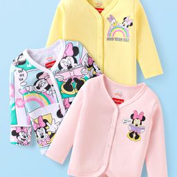Babyhug Disney Interlock Full Sleeves Jhablas with Minnie MouseGraphics Pack of 3 - Pink & Yellow-picture-19