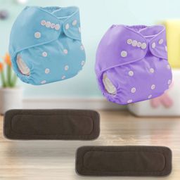 Sparkle Joy Washable & Reusable Cloth Diapers/Nappies Combo Pack of 2 Free size With 2 organic cotton Grey inserts - Purple & Sky-blue-16