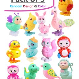 ADKD Colorful Key Wind up Bird and Animal Jumping Walking Toys Pack of 3 -(Random Design and Color)-5