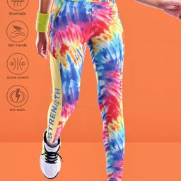 Pine Active Full Length Super Stretch Leggings - Yellow & Blue-image-48