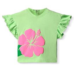 Babyhug Cotton Knit Frill Sleeves T-Shirt With Floral Print - Light Green-image-60