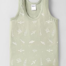 Taeko Single Jersey Knit Sleeveless Vest With Space Theme - Olive Green-image-55
