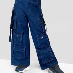 Naughty Ninos Cotton Denim Solid Cargo Pants - Dark Blue-image-66