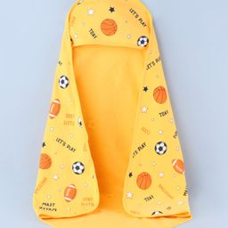 Doodle Poodle 100% Cotton Interlock Knit Hooded Bath Towel with Sports Print L 75 x B 75 cm - Yellow-picture-18