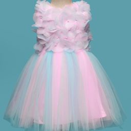 Mark & Mia Woven Sleeveless Party Frock With Floral Applique - Pink-image-41