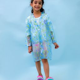 M'andy Full Sleeves Bicycles Printed Hooded Raincoat - Blue-image-72