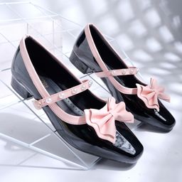 Shoetopia Bow Applique Detailed & Pearls Embellished With Buckle Closure Mary Jane Ballerinas - Pink-picture-33