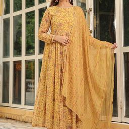 KALINI Floral Printed Kurta With Palazzos & Dupatta-image-11