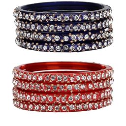 1ST TIME Set of 8 Blue and Red Alloy Bangles-image-1