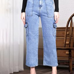 DressBerry Women Comfort Straight Fit High-Rise Light Fade Acid Wash Stretchable Jeans-image-34