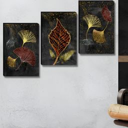 Myntra Elegant Homes Navy Blue & Gold-Toned 3 Pieces Leaf Floral and Botanical Wall Art-17