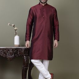 DEVOILER Men Jacquard Kurta-image-61