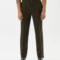 Snitch Men Snitch Olive Mid-Rise Slim Fit Trouser-image-43