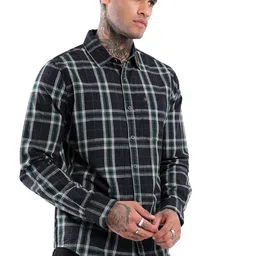 WROGN Men Custom Slim Fit Tartan Checks Opaque Checked Casual Shirt-image-97