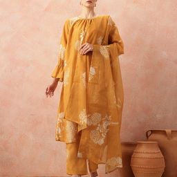 all about you Floral Printed Gathered Detail A-Line Kurta with Trousers & Dupatta-picture-27