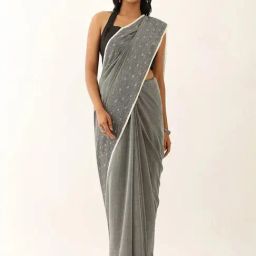 Taneira Grey Cotton Printed Saree With Unstitched Blouse-picture-13