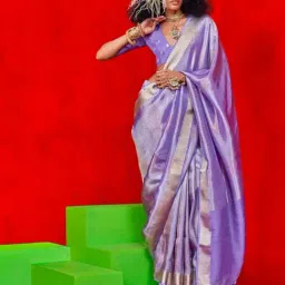 Vardha Lavender Striped Saree With Unstitched Blouse-picture-25