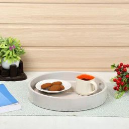 Crayton Rustic White Mango Wood Round Serving Tray - Set of 1-image-42
