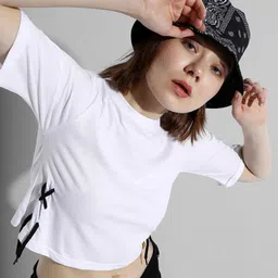 Campus Sutra Round Neck Cotton Crop Top-image-66