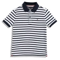 Tommy Hilfiger Kids Dark Night Navy Striped Regular Fit Polo T-Shirt-picture-48